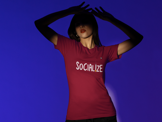 Rizzz Desi Socialize Woman's T-shirt Dark Colors